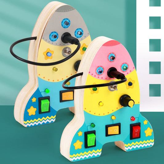 Rocket switch busy board children's early education puzzle LED light electronic switch power supply busy block toy - KIWI UNIVERS