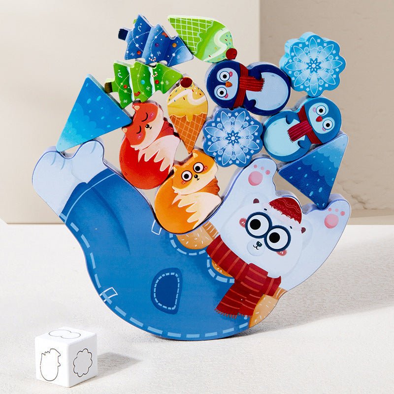 Children's Animal Music Desktop Interactive Game Building Blocks Stacking Balance Boat Early Education Puzzle Wooden Toy - KIWI UNIVERS