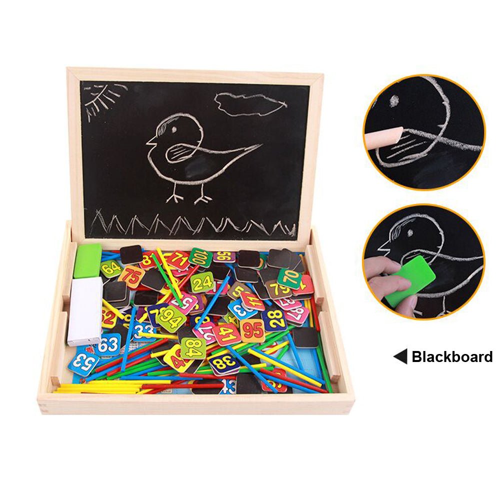 Learning Resources Educational Wooden Arithmetic Number Toys Box Digital Math Blocks Puzzles With Counting Sticks & Blackboard - KIWI UNIVERS
