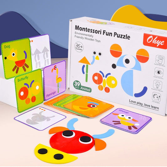 Children's Montessori fun geometry creative puzzle board puzzle development thinking early childhood enlightenment wooden toys - KIWI UNIVERS
