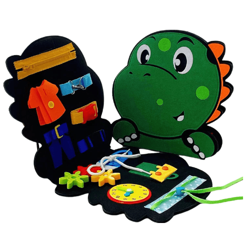 Montessori Felt Learning Board Toy Dinosaur Children's Early Education Life Skills Practice Dressing Felt Busy Board - KIWI UNIVERS