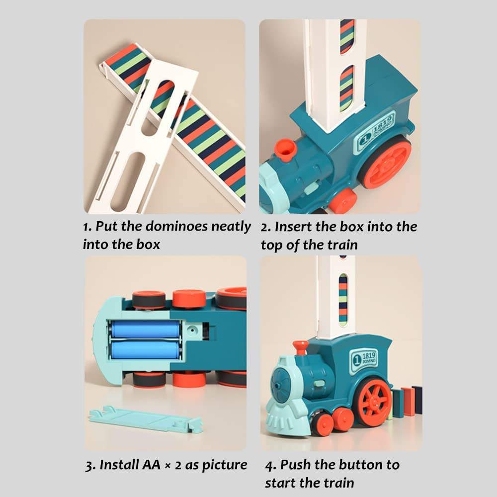 Hot Sale Development Train Toys Colored Dominoes Set 40/60/80/100 Electric Automatic Domino Train Toy - KIWI UNIVERS