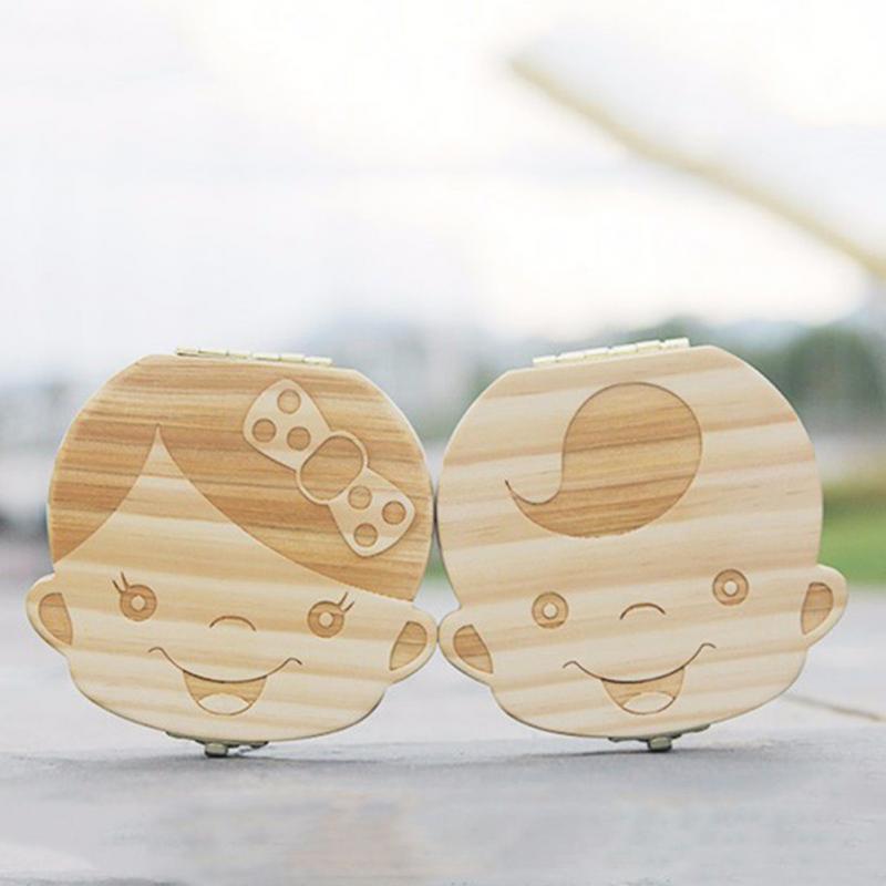 Lovely Girl /Boy Image Wooden Baby Milk Teeth Box Baby Souvenirs Fetal Hair Tooth Collection Save Box Recording Baby Growth - KIWI UNIVERS