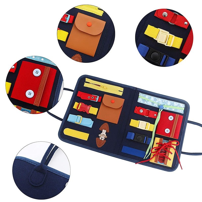 Montessori Busy Board Early Educational Toys Fine Motor Training Self - Care Ability Preschool Children Kids Sensory Education - KIWI UNIVERS
