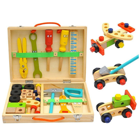 Wooden Assembling Chair Montessori Toys Baby Educational Wooden Toy Preschool Multifunctional Variety Nut Combination Chair Tool - KIWI UNIVERS