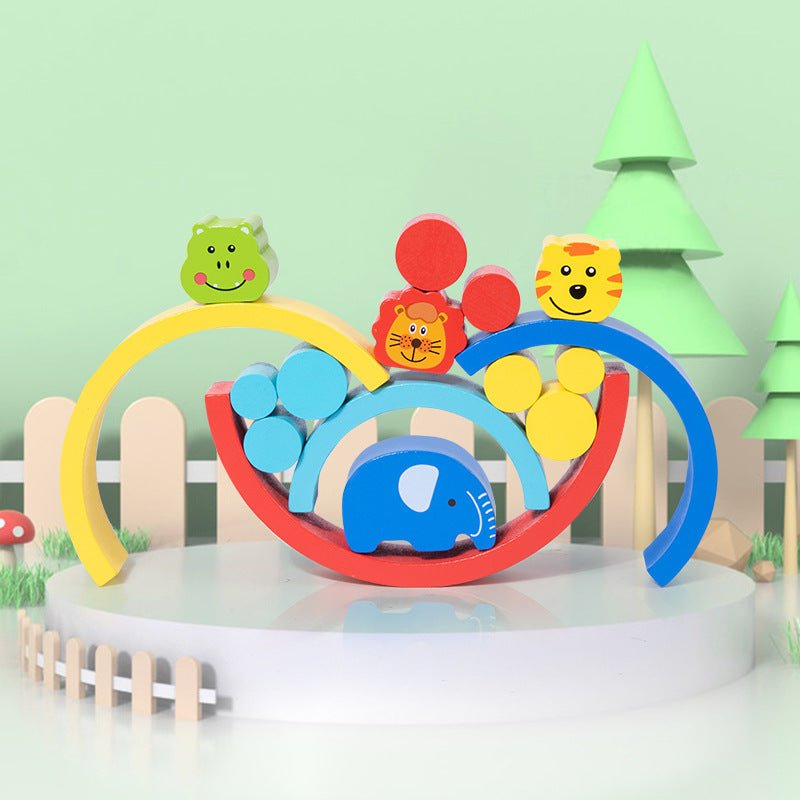 Montessori Early Education Rainbow Animal Balance Building Blocks Fun Enlightenment Kindergarten Stacker Musician Eye Coordination Stacking Height - KIWI UNIVERS