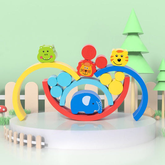 Montessori Early Education Rainbow Animal Balance Building Blocks Fun Enlightenment Kindergarten Stacker Musician Eye Coordination Stacking Height - KIWI UNIVERS