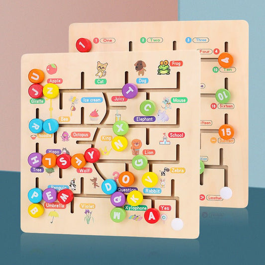 Wooden New Digital Letter Walking Pairing Maze Children's Early Education Cognitive Puzzle Interactive Toys - KIWI UNIVERS