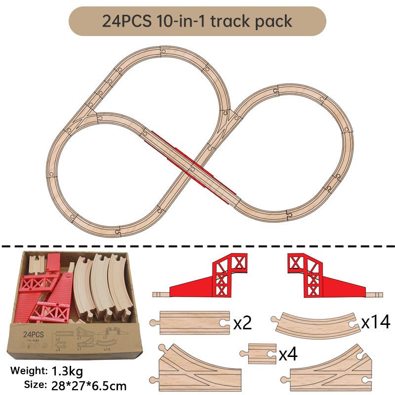 Wooden Train Track Set Toy Early Educational Railway Tracks Accessories Montessori Traffic Wooden Toys for Kids - KIWI UNIVERS