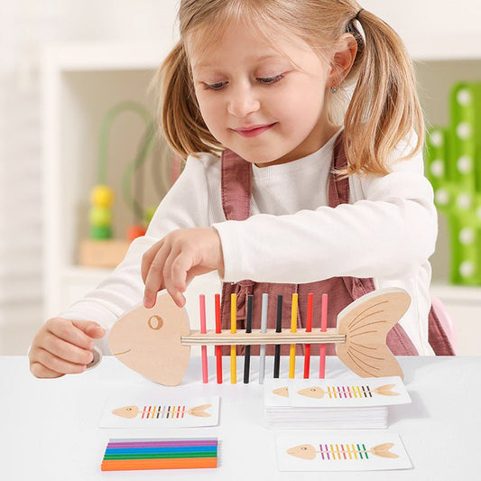 Fish bone Montessori teaching aids for fine motor training, color matching early education toys for young children - KIWI UNIVERS
