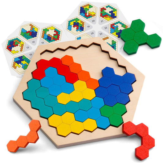 Wooden Toy Puzzle Board Honeycomb Kindergarten Pupils Hands - On Desktop Toy Wooden Puzzle - KIWI UNIVERS