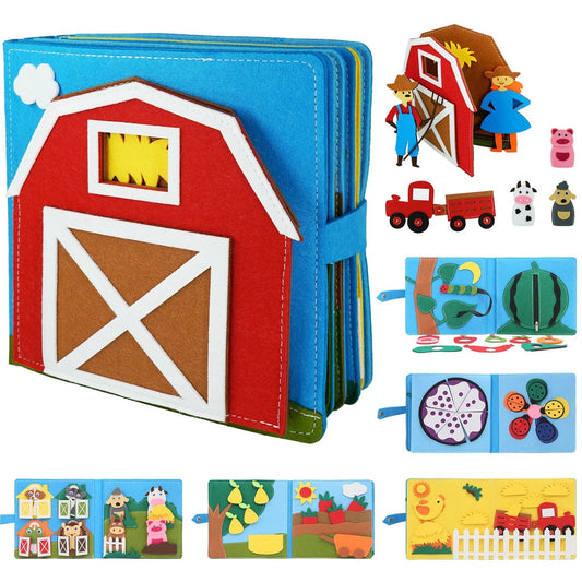 Toddlers Montessori Toys Busy Board Farm Animal Scene Storytelling Activity Toy Quiet Book Felt Activity Educational Sensory Toy - KIWI UNIVERS
