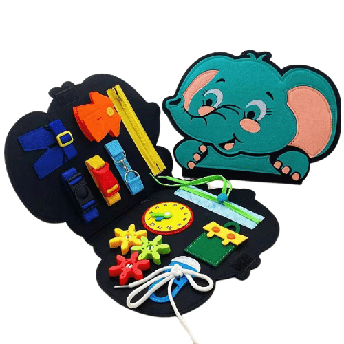 Montessori Felt Learning Board Toy Dinosaur Children's Early Education Life Skills Practice Dressing Felt Busy Board - KIWI UNIVERS