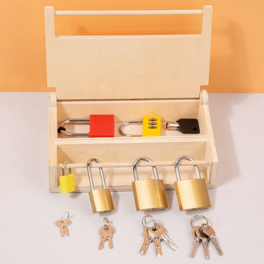 Wooden early childhood education unlocking Montessori unlocking toys baby keys unlocking boxes Montessori teaching aids - KIWI UNIVERS