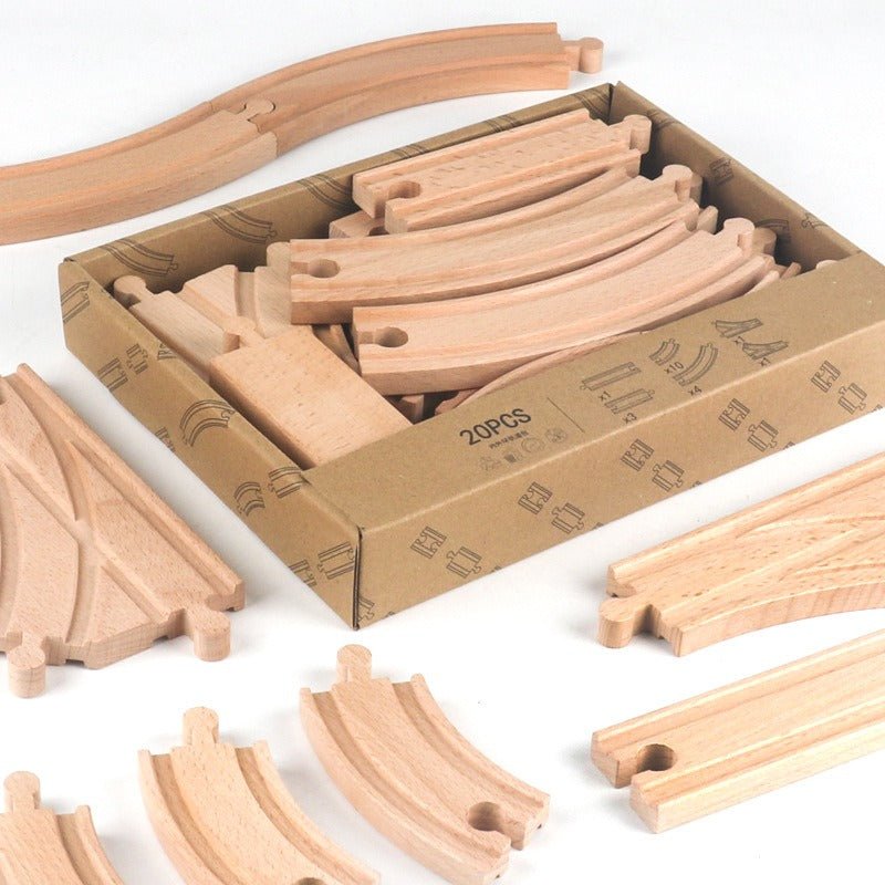 Wooden Train Track Set Toy Early Educational Railway Tracks Accessories Montessori Traffic Wooden Toys for Kids - KIWI UNIVERS