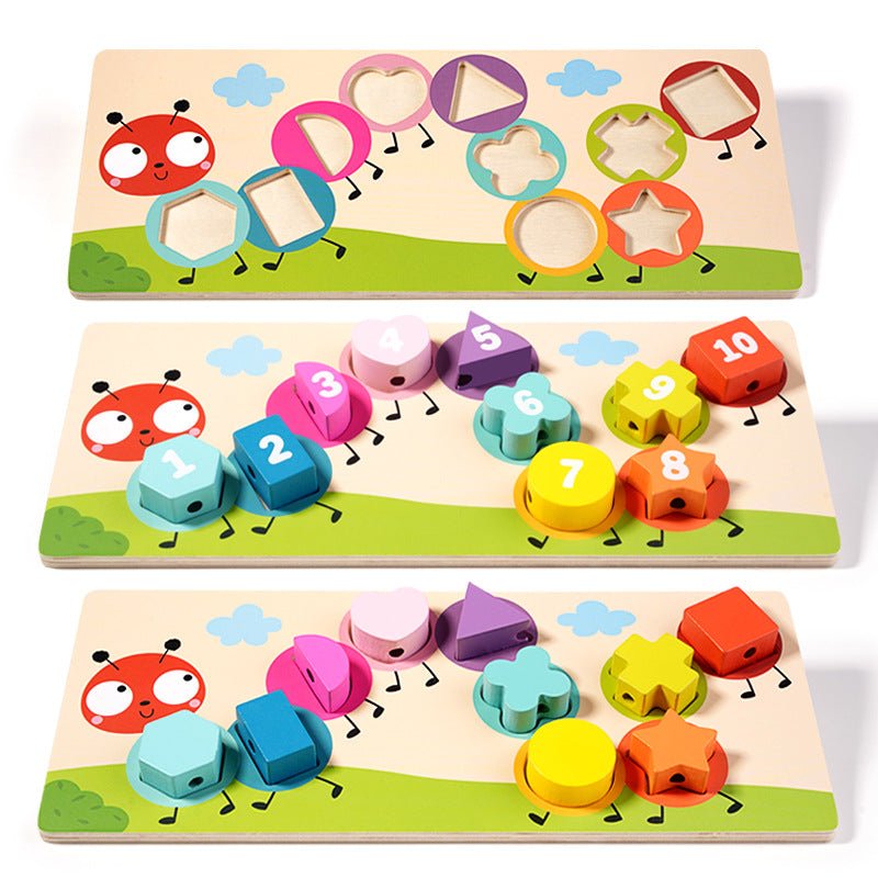 Geometric Shape Cognitive Matching Toys, Children's String Panel, Handheld Board, Jigsaw Puzzle, and Board Assembly Teaching Aids - KIWI UNIVERS