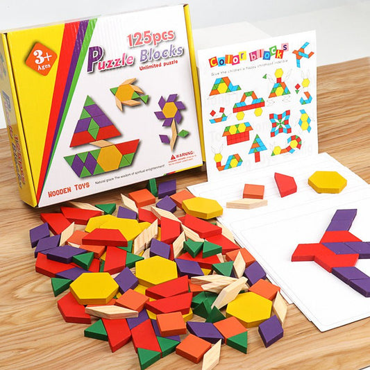 Children's Puzzle Tangram Puzzle 3 - 4 - 6 Year Old Elementary School Students Creative Boys and Girls Early Education Wooden Toys - KIWI UNIVERS