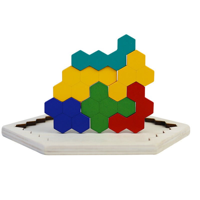 Wooden Toy Puzzle Board Honeycomb Kindergarten Pupils Hands - On Desktop Toy Wooden Puzzle - KIWI UNIVERS