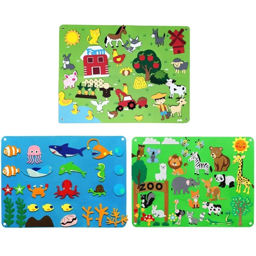 Felt Board Stories Set Montessori Ocean Farm Animal Family Interactive Preschool Education Early Learning Toddlers Toys - KIWI UNIVERS
