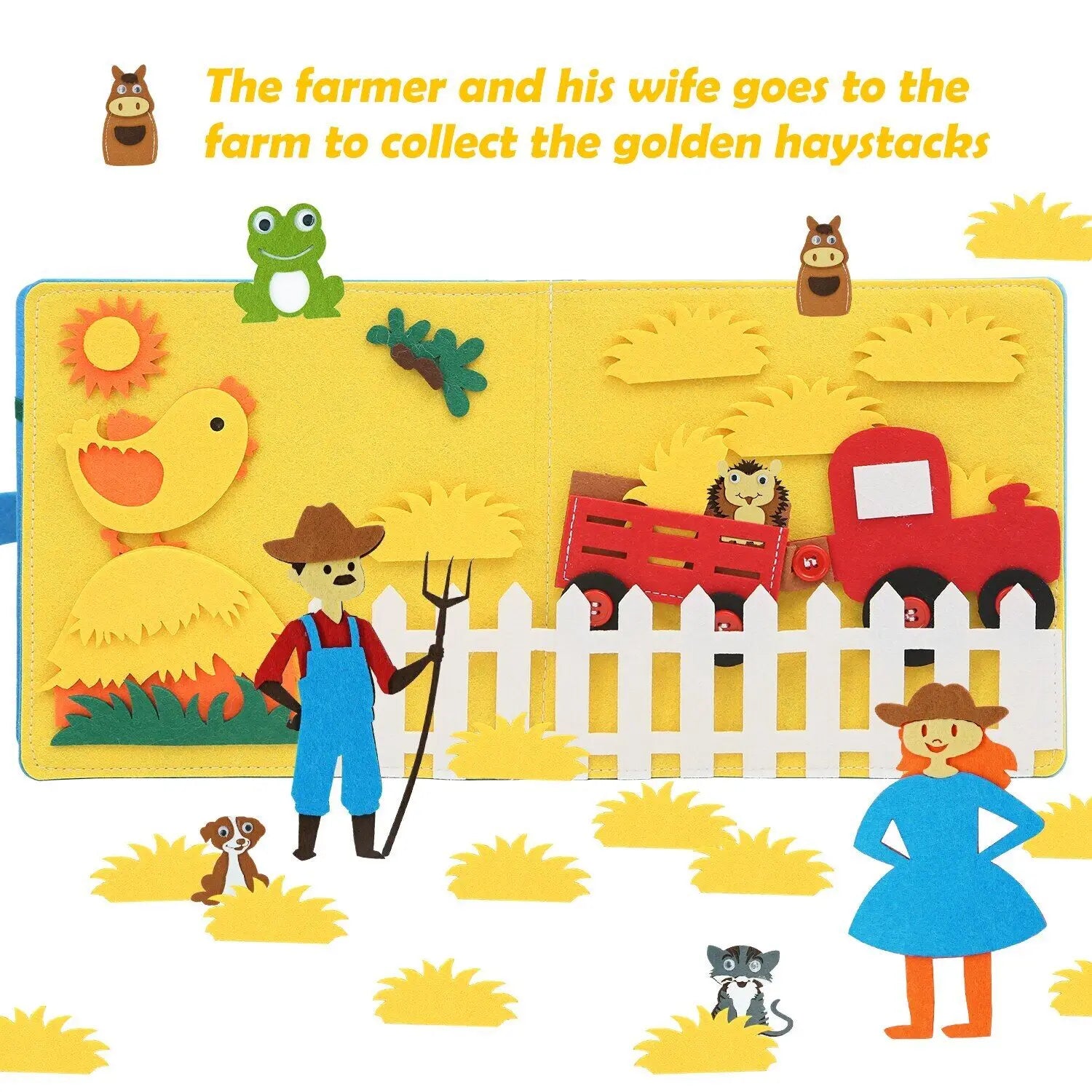 Toddlers Montessori Toys Busy Board Farm Animal Scene Storytelling Activity Toy Quiet Book Felt Activity Educational Sensory Toy - KIWI UNIVERS