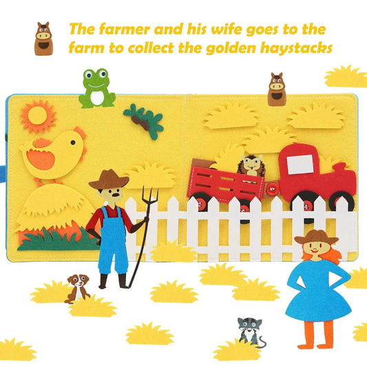 Toddlers Montessori Toys Busy Board Farm Animal Scene Storytelling Activity Toy Quiet Book Felt Activity Educational Sensory Toy - KIWI UNIVERS