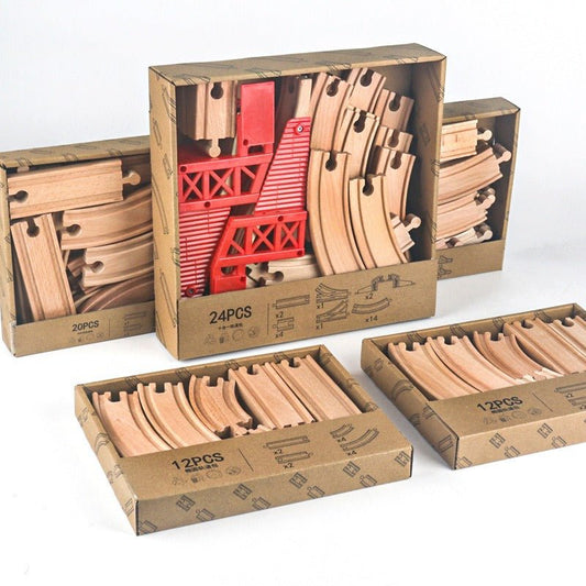 Wooden Train Track Set Toy Early Educational Railway Tracks Accessories Montessori Traffic Wooden Toys for Kids - KIWI UNIVERS