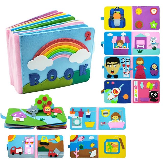 Toddlers Montessori Toys Busy Board Farm Animal Scene Storytelling Activity Toy Quiet Book Felt Activity Educational Sensory Toy - KIWI UNIVERS