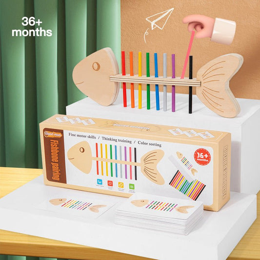 Fish bone Montessori teaching aids for fine motor training, color matching early education toys for young children - KIWI UNIVERS
