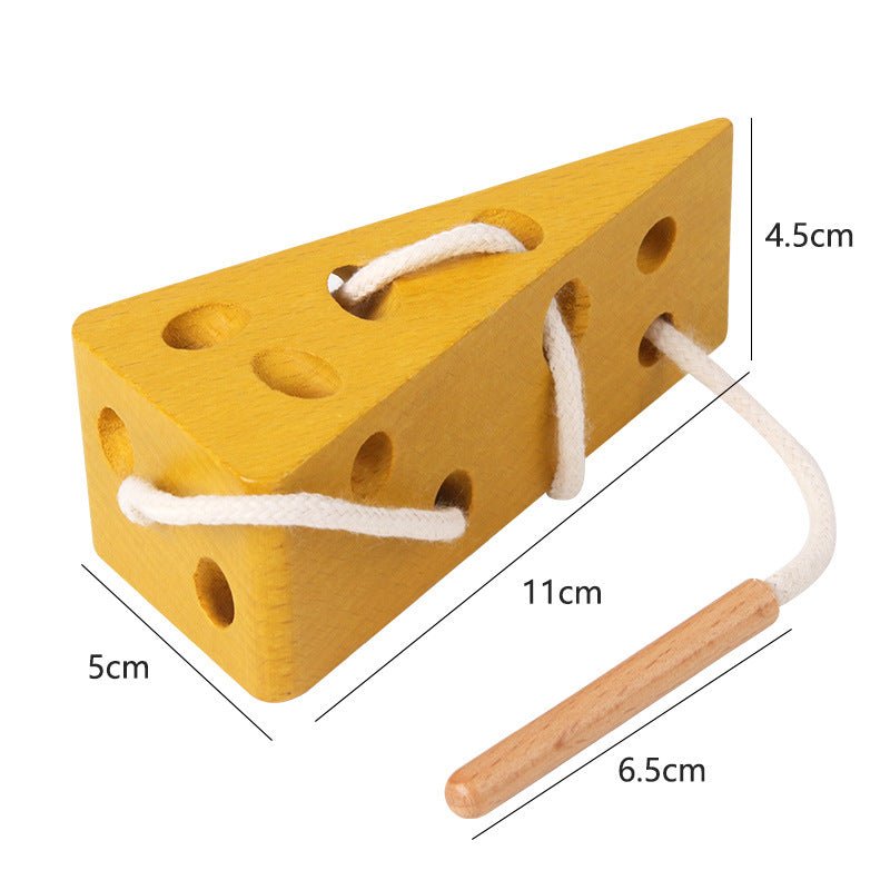 Christmas toy gifts, wooden toys, children's Montessori early education teaching aids, children's puzzle simulation, cheese threading, threading, and rope games - KIWI UNIVERS
