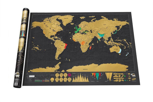 Deluxe Black Scratch Off Map World Map Best Decor School Office Stationery Supplies - KIWI UNIVERS