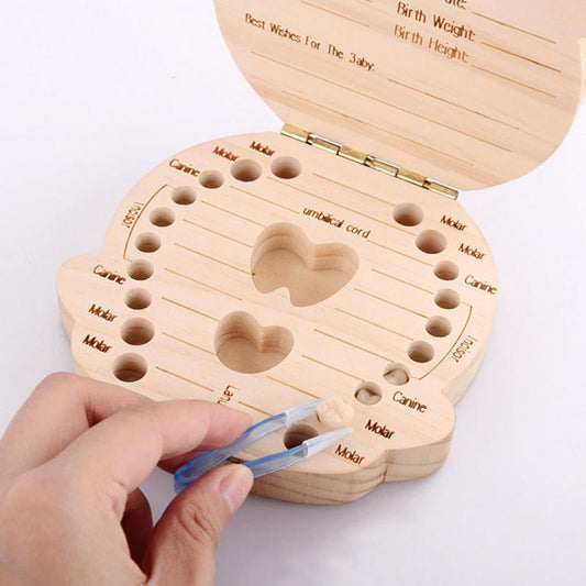 Lovely Girl /Boy Image Wooden Baby Milk Teeth Box Baby Souvenirs Fetal Hair Tooth Collection Save Box Recording Baby Growth - KIWI UNIVERS