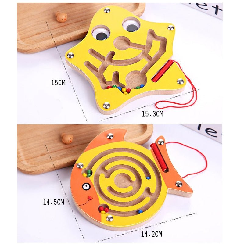 Montessori Toys Educational Wooden Toy for Children Early Learning Magnetic Maze Puzzle Labyrinth Brain Teaser Game educativo - KIWI UNIVERS