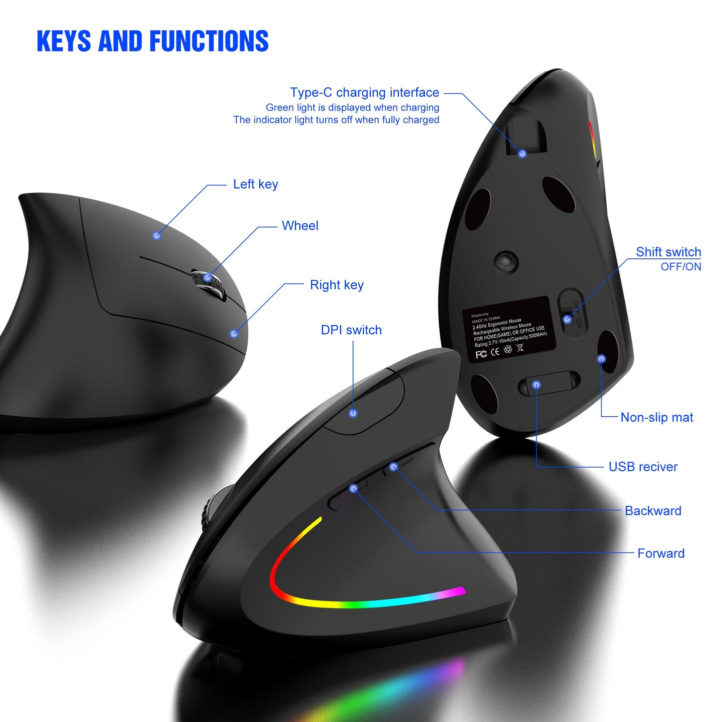 wireless 2.4G vertical mouse for prevention - KIWI UNIVERS