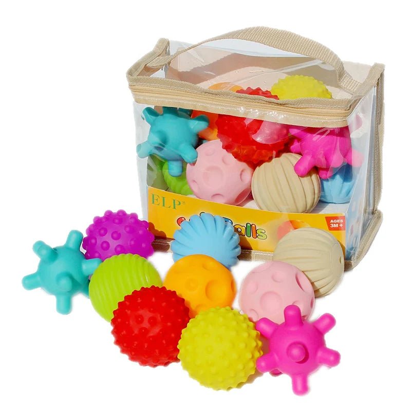Textured Hands Touch Toy Balls For Children Rubber Toys Newborn Baby Teether Toy Sets Of Balls Sensory Toys Squeaks Bath Toys - KIWI UNIVERS
