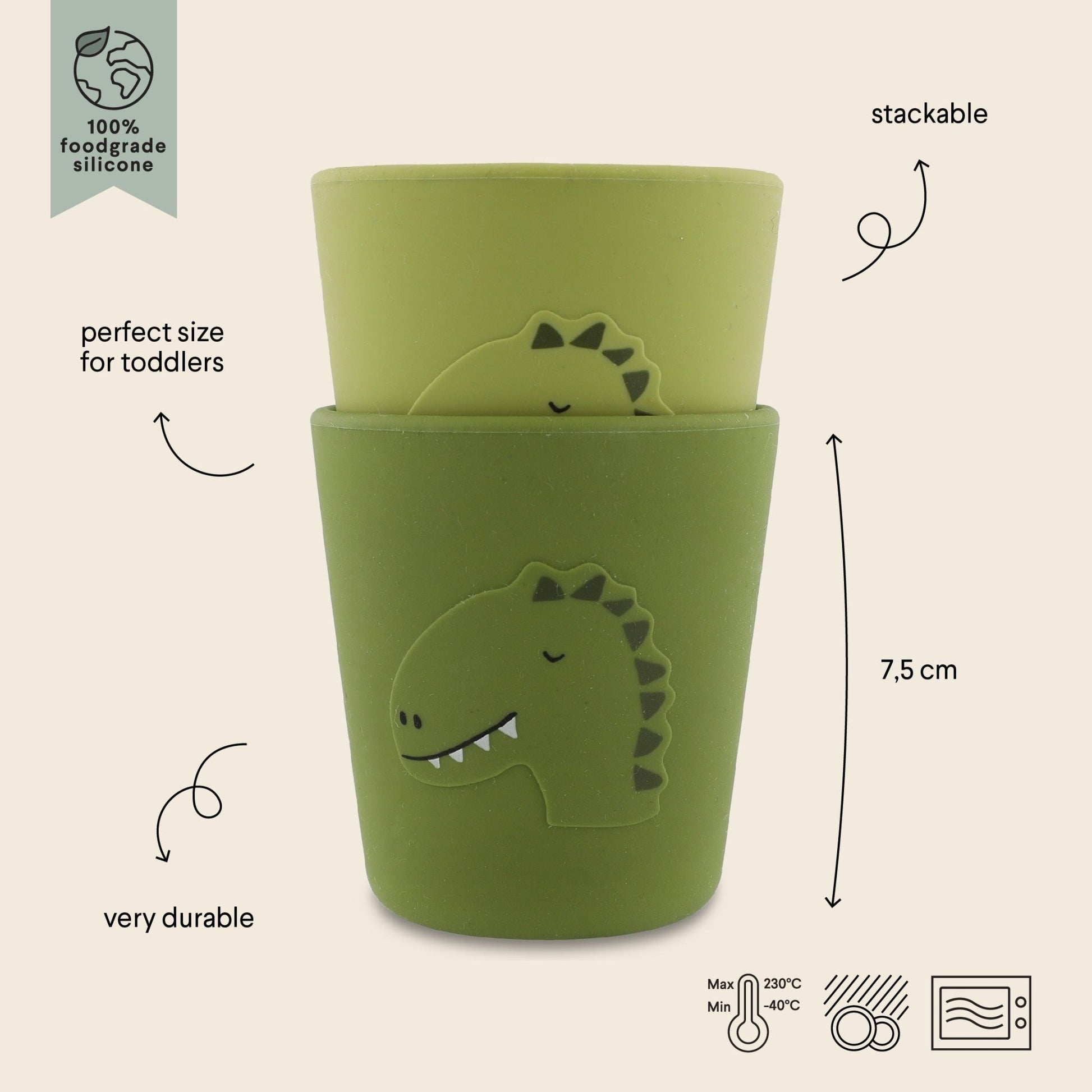 Silicone Cups, 2 - Pack - Mr. Dino - KIWI UNIVERS