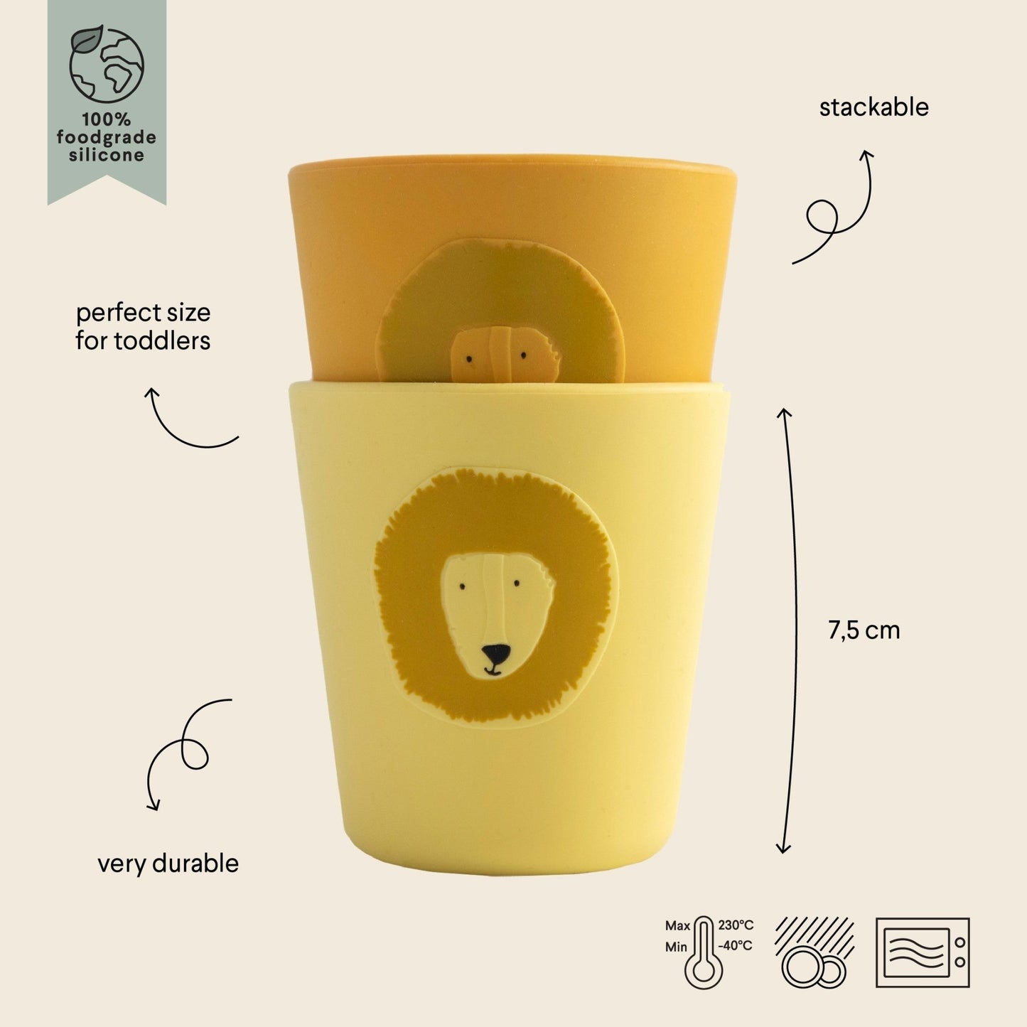 Silicone Cups, 2 - Pack - Mr. Lion - KIWI UNIVERS