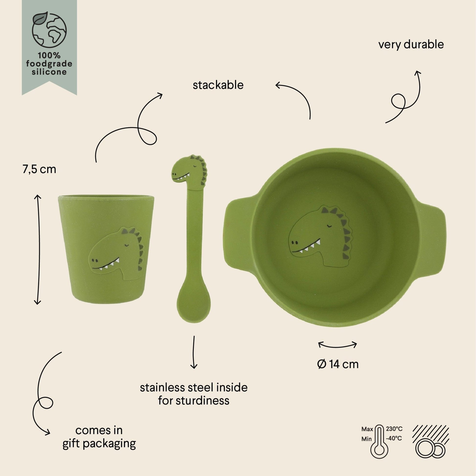 Silicone First Meal Set for Kids - Mr. Dino - KIWI UNIVERS