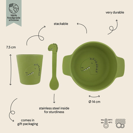 Silicone First Meal Set for Kids - Mr. Dino - KIWI UNIVERS