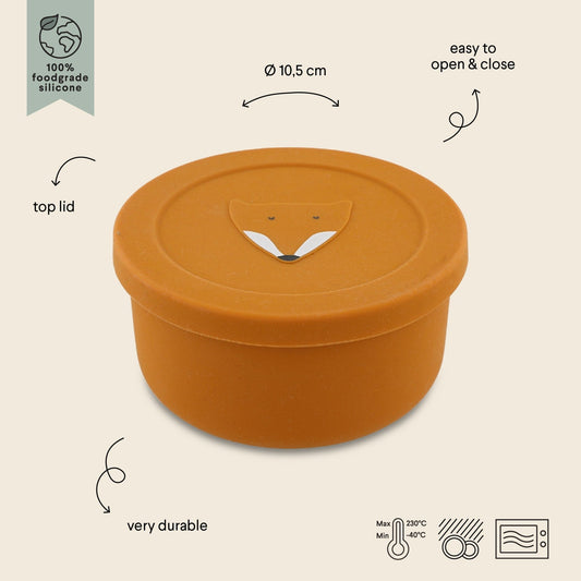 Silicone Snack Container with Lid - Mr. Fox - KIWI UNIVERS