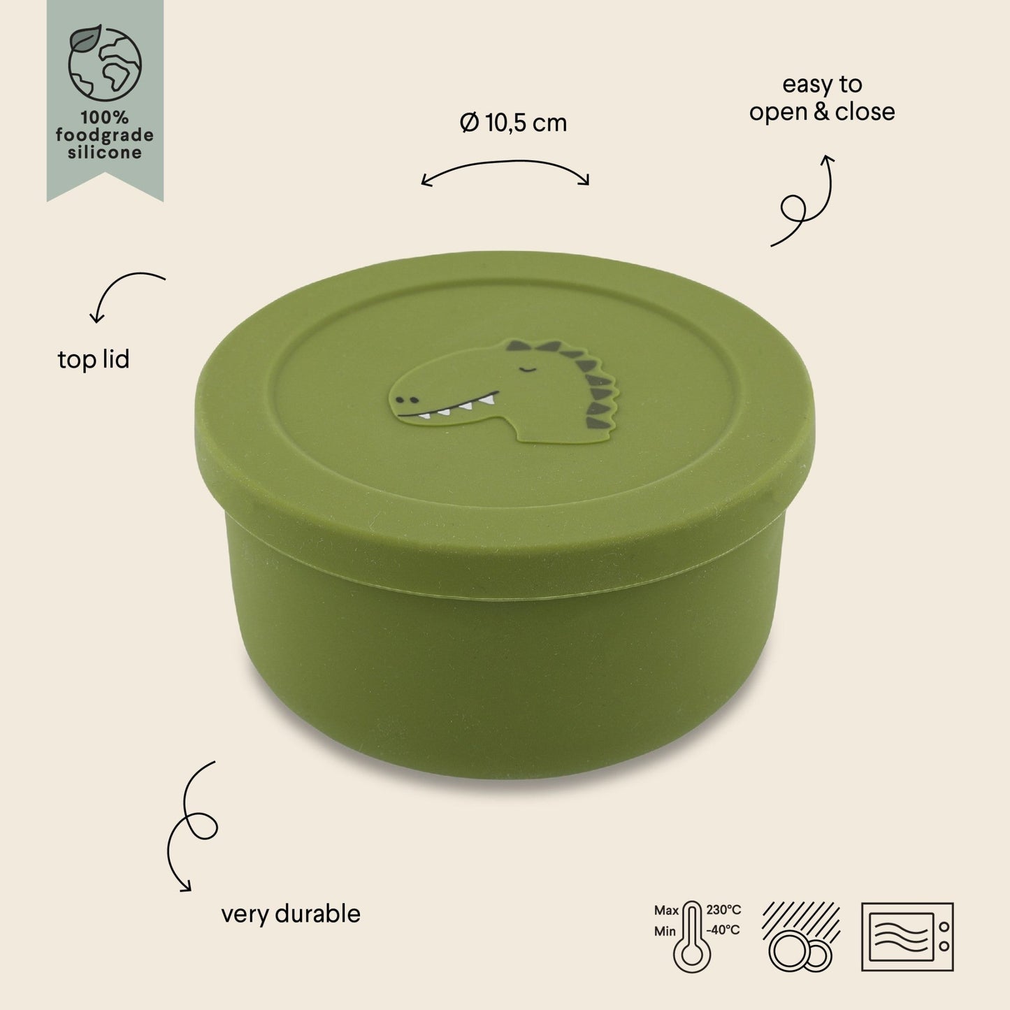 Silicone Snack Container with Lid - Mr. Dino - KIWI UNIVERS