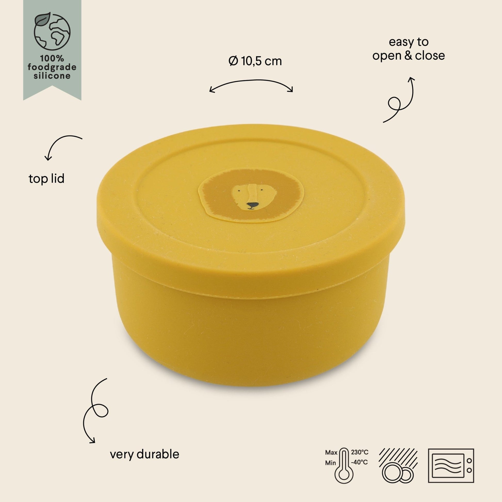 Silicone Snack Container with Lid - Mr. Lion - KIWI UNIVERS